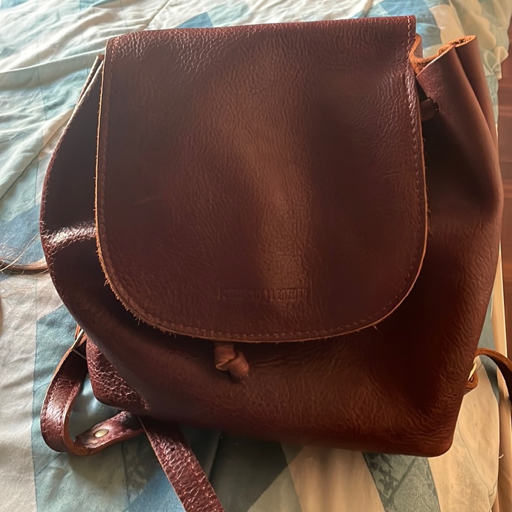 Portland leather back pack.